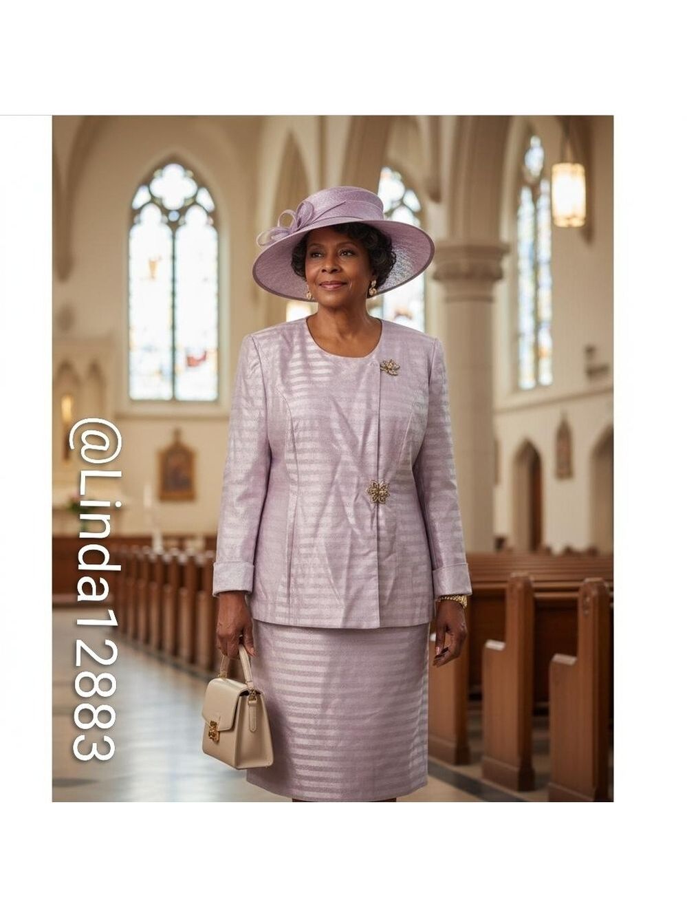 Moshita Couture Lavender And Silver Metallic Skirt Suit Size 16